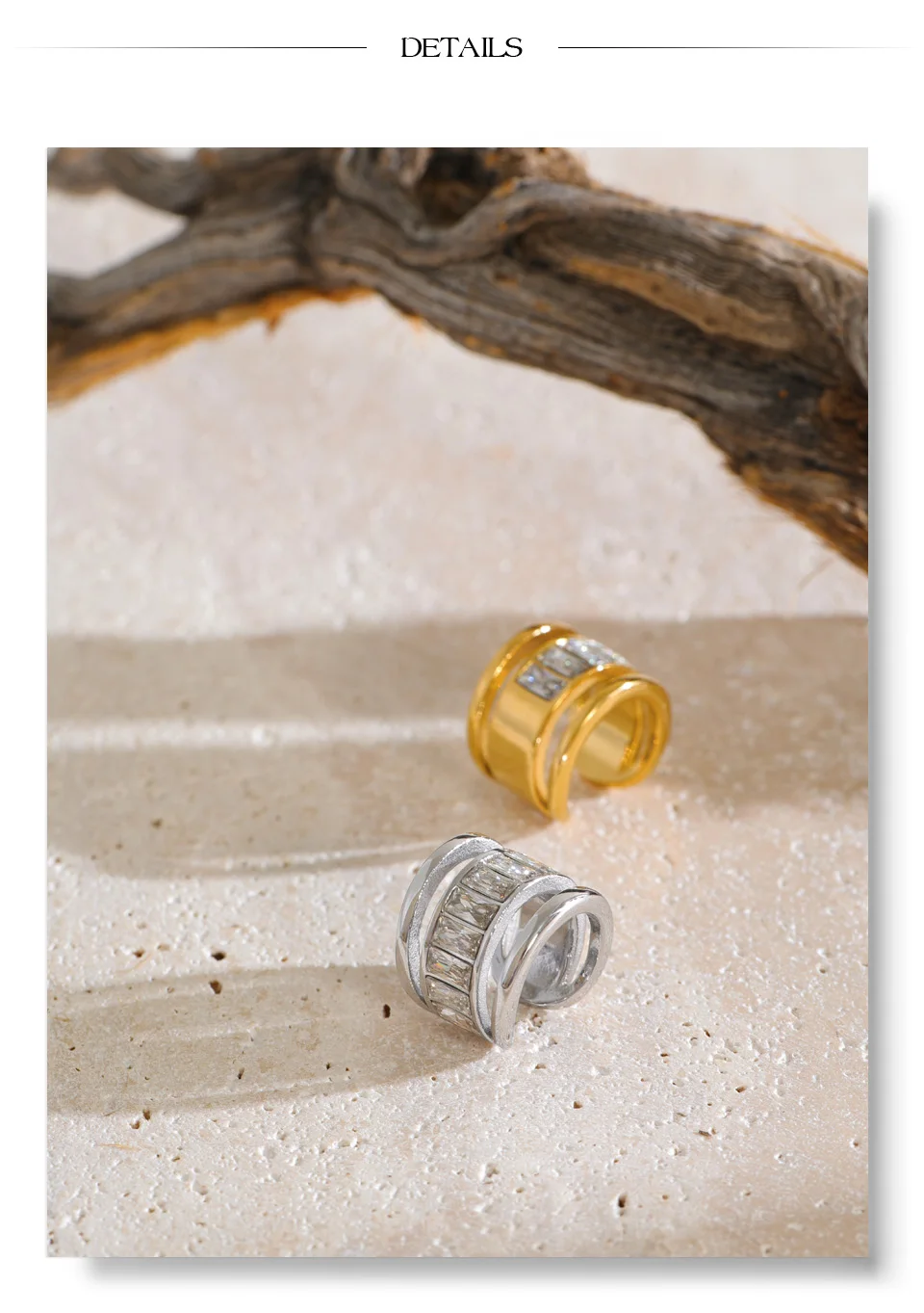 Yhpup 1 Stück Edelstahl Cubic Zirconia Mehrschichtige Ohrklemmen Ohrringe Hohe Qualität Neuheiten Ohne Ohrloch-Lochung Mode-Schmuck – Detail 9