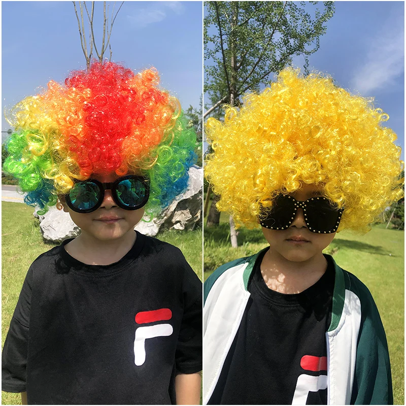 Cabeça explodindo fã peruca criança fantasiar-se chapelaria crianças palhaço headwear comédia bebê menino menina capas de cabelo desempenho adereços