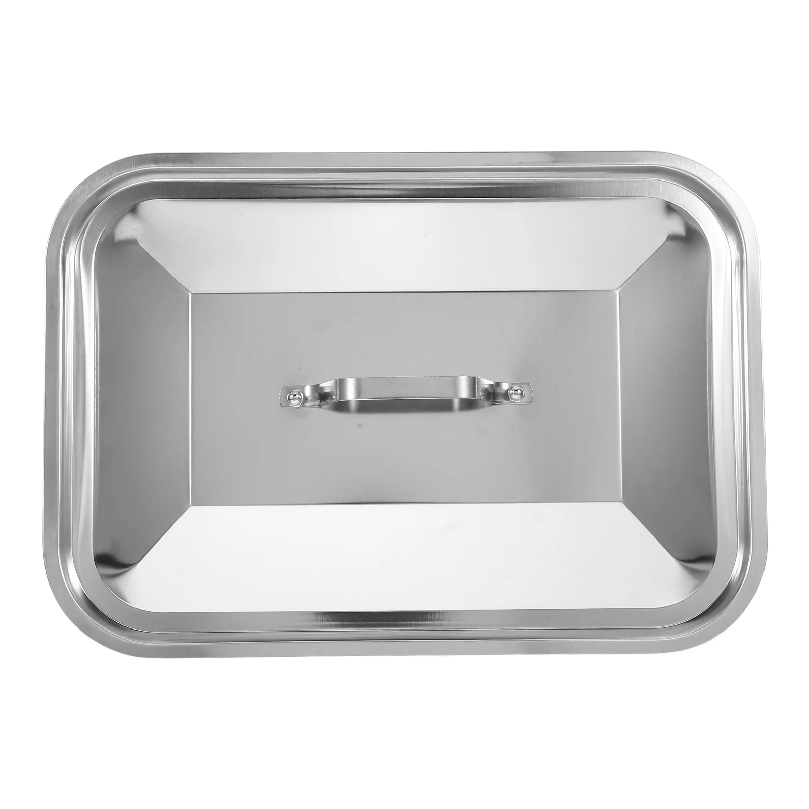 

Stainless Steel Baking Pan Covers Rectangle Tray Lids Oil Splash Prevention Handle Easy Clean Home Use