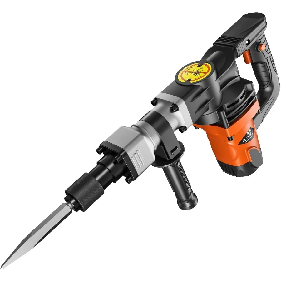 Abbruchhammer MAX 1400 W, elektrischer Presslufthammer, robust, mit 2900 BPM Betonbrecher, inklusive 2 Meißel-Bits und S