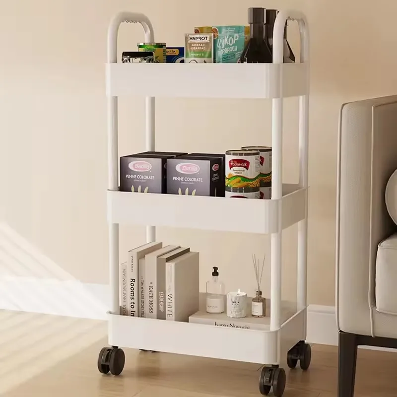 High quality Home Organizer Multi Layer Shelf Metal Rolling Hand Cart amp Trolleys Plastic Kitchen Display Storage
