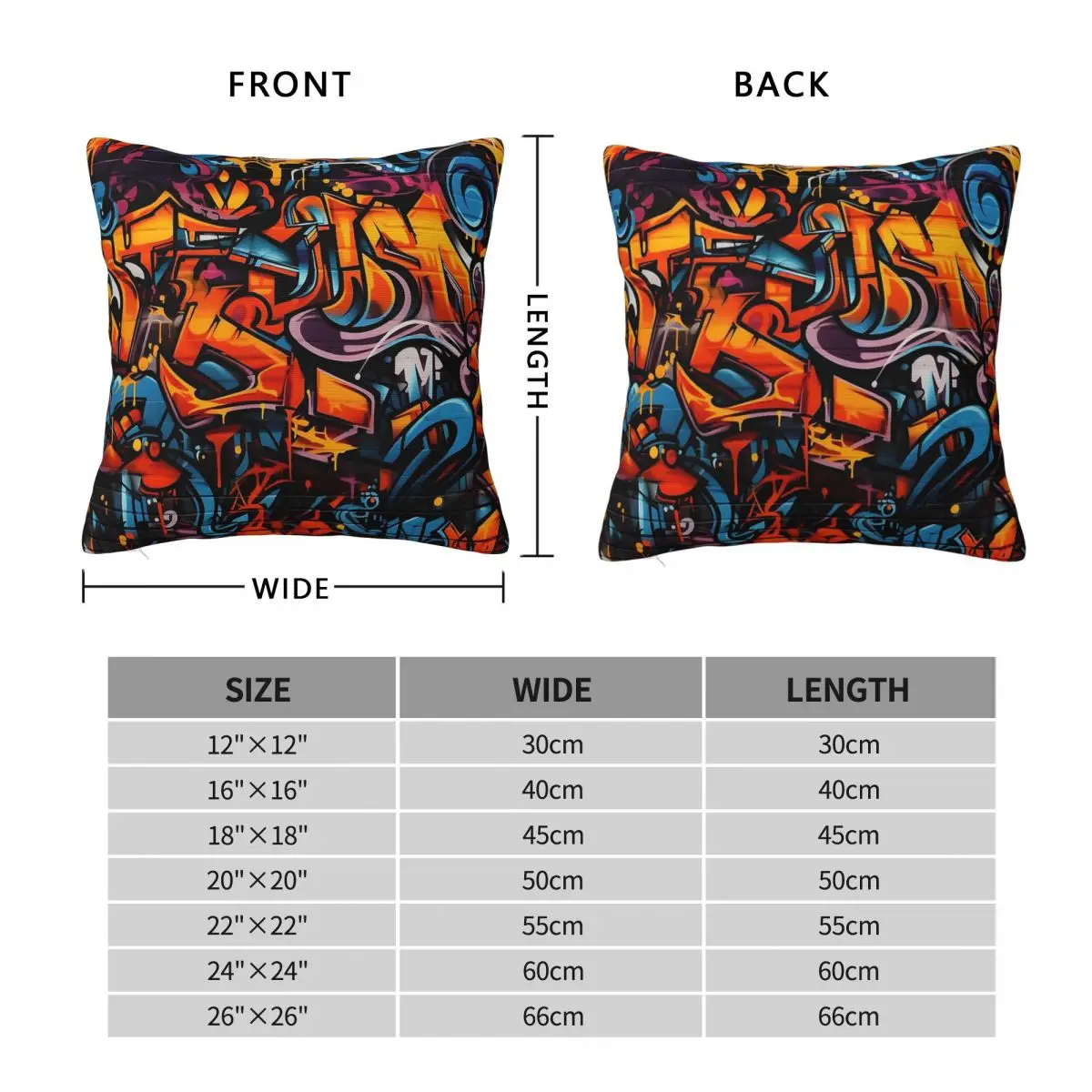 Orange Blue Graffiti Pillowcase Polyester Linen Velvet Printed Zip Decor Throw Pillow Case Bed Cushion Cover 18