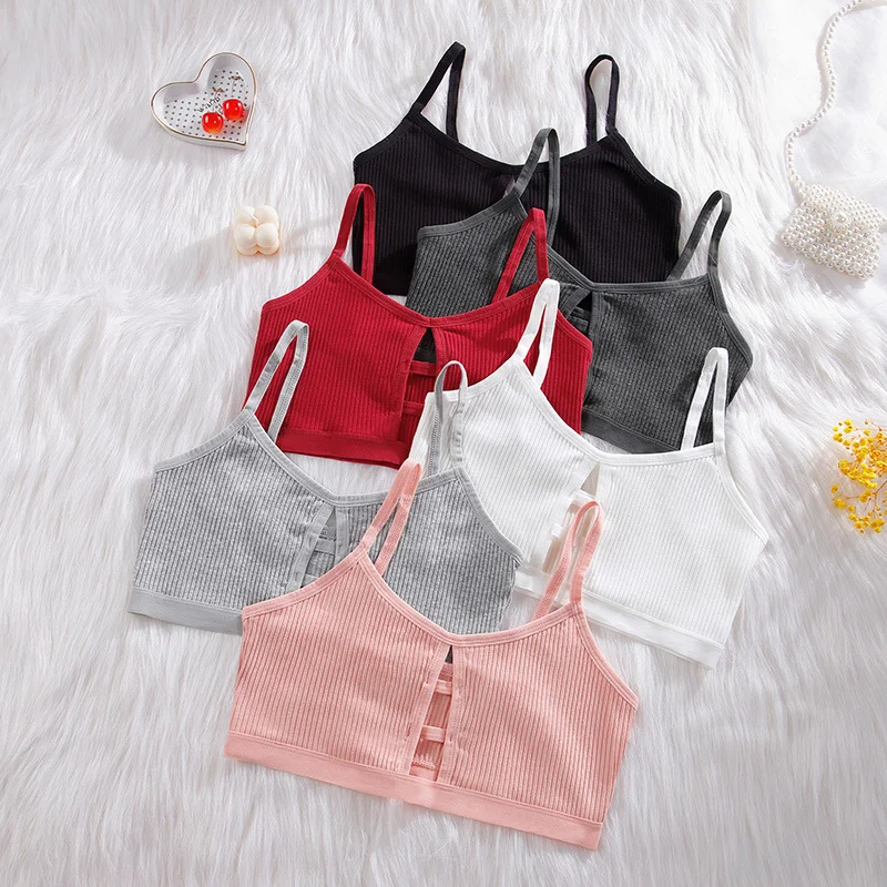 Wireless Cotton Bras for Women Threaded Cotton Wrap Underwear Triangle Cotton Bra Stretch Thin Unpadded Bra and Panties Set