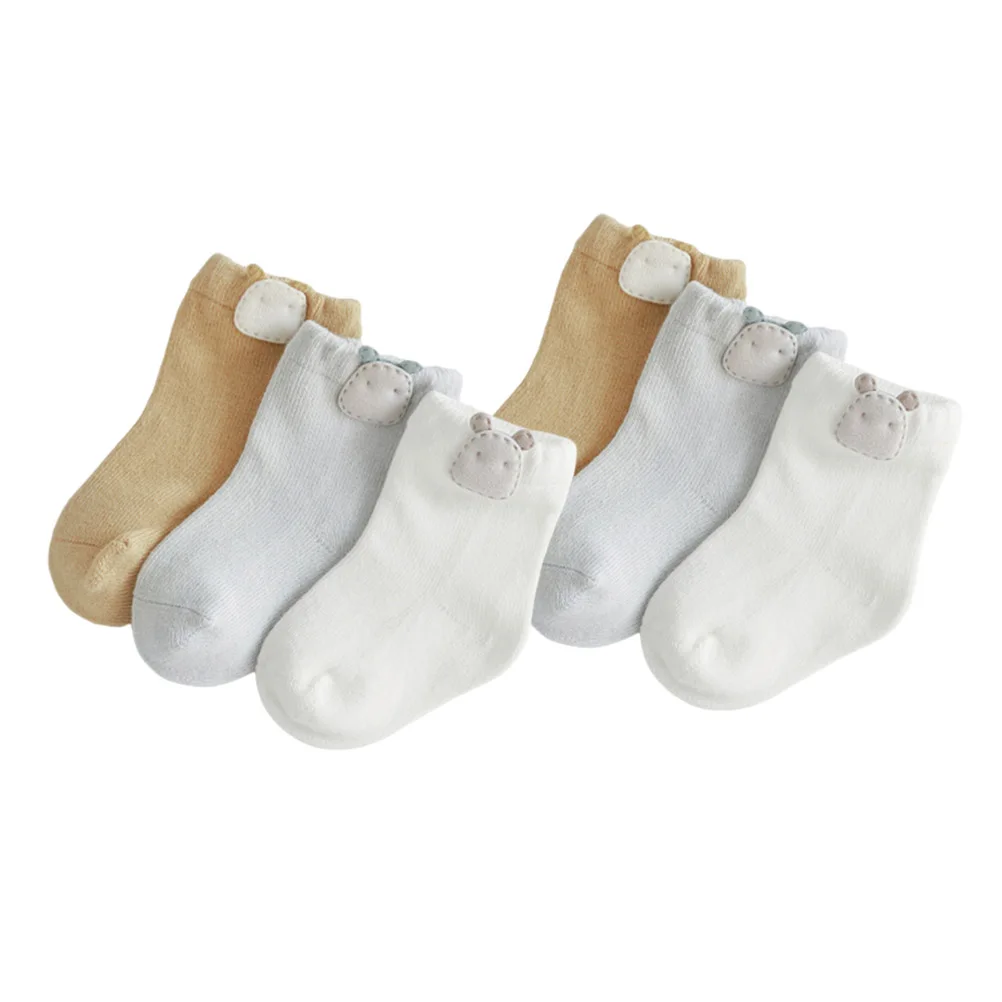 

3 Pair Baby Socks Cute Cartoon Patterns Soft Breathable Non Slip Elastic Newborn Spring Autumn Infant Footwear