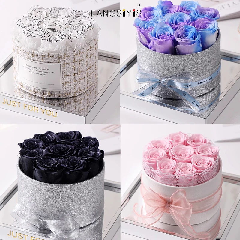 

Round Hug Bucket Paper Box With Soap Flower Set Valentine's Day Gift Storage Box Wedding Party Gift Home Decoration Dropshipping