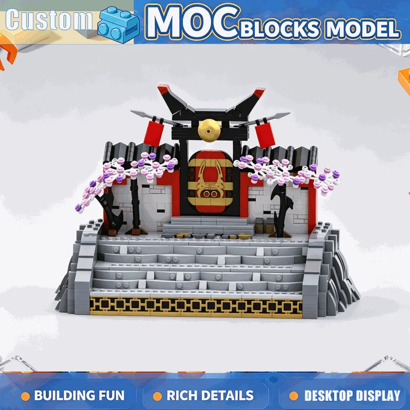 NEW1336PCS MOC Japanese Shrine Cherry Blossom Display Stand Model Custom Puzzle DIY Creative Assembly Building Blocks Toy Gift