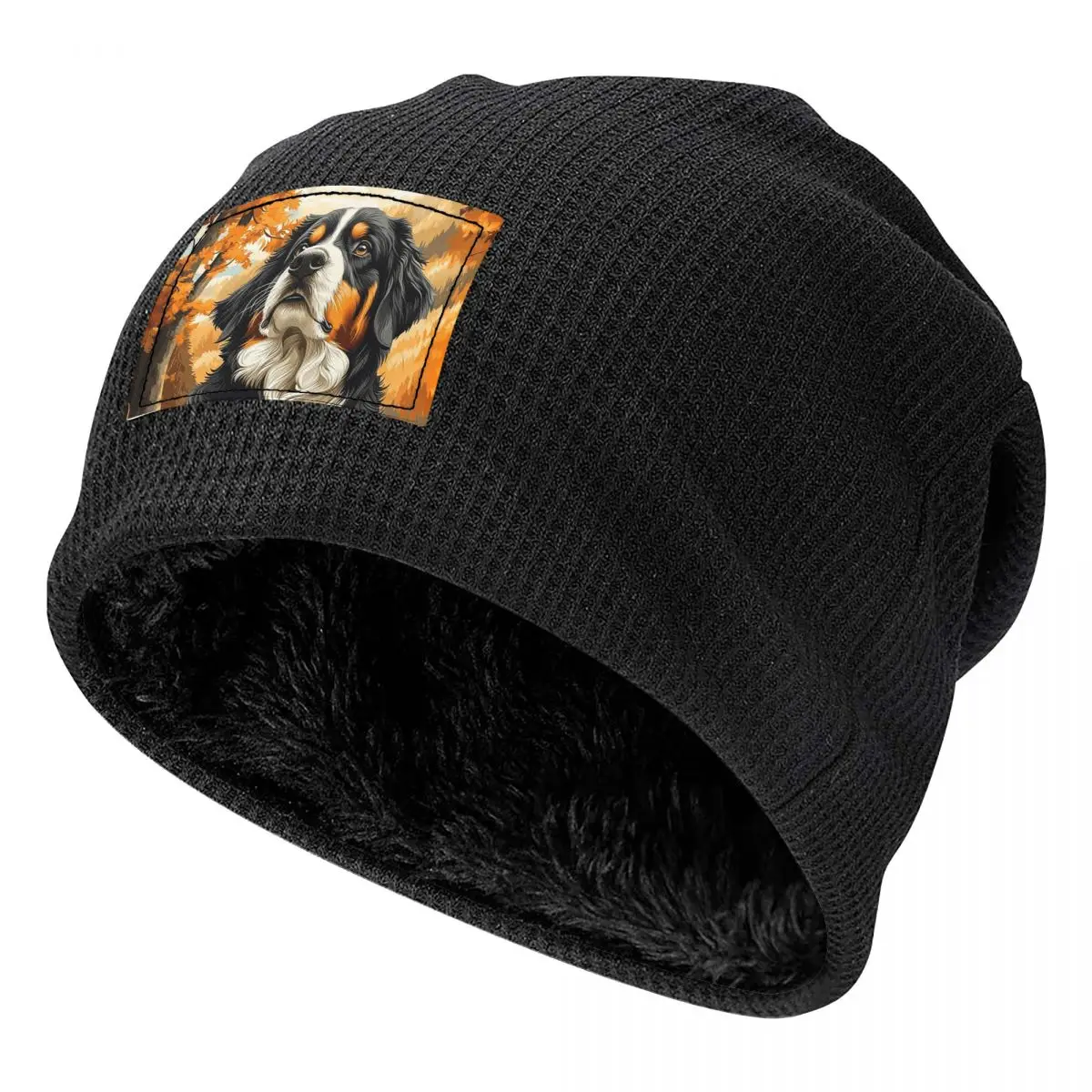 Bernese Mountain Dog In Autumn  Beanies Caps Fleece-Lined Bonnet Hat Warm Fashion Autumn Winter Outdoor Skullies Hats