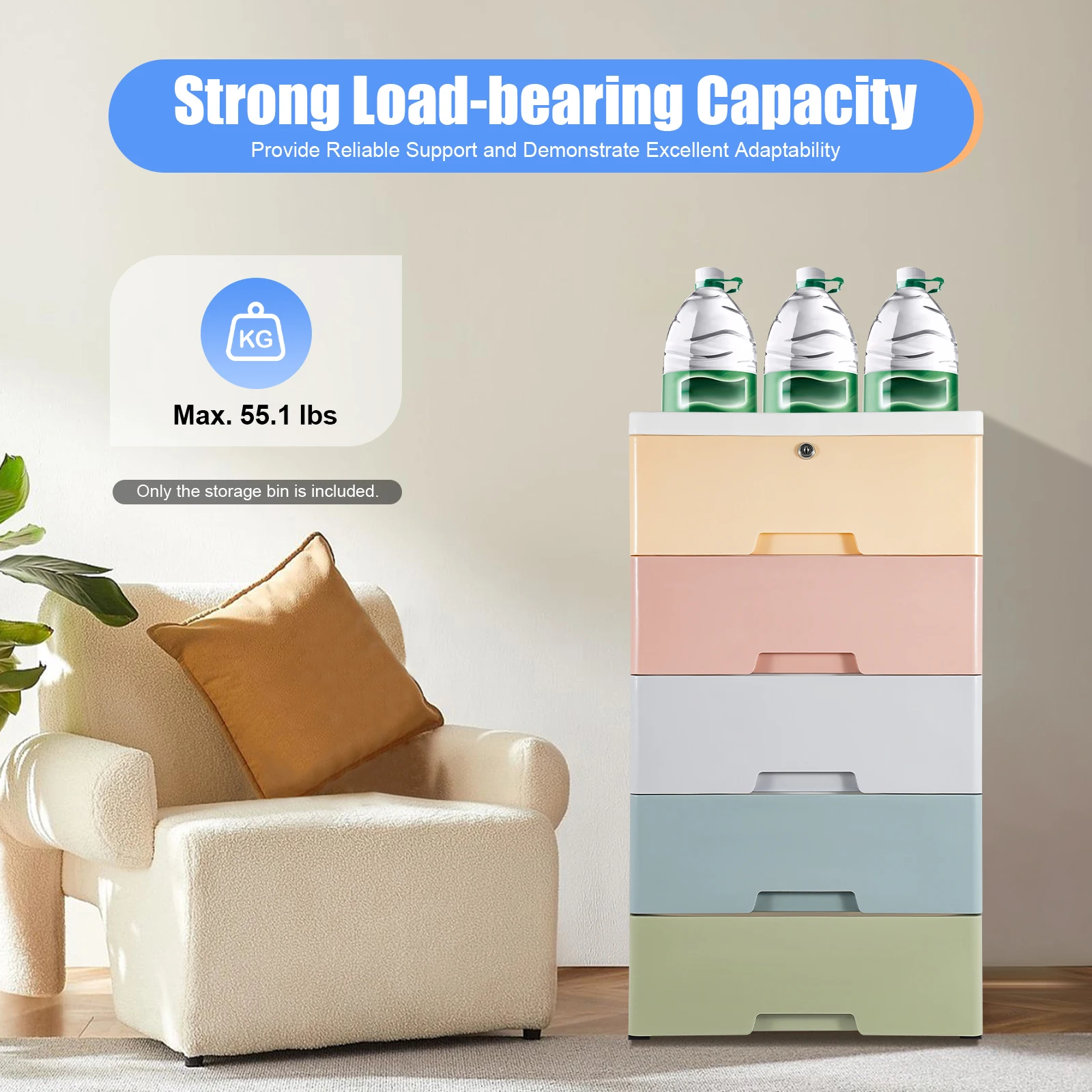 17.1*11.4*31.5in 5 Drawer Stackable Vertical Clothes Storage Cabinet For Hallway Entryway And Bedroom, Home Furniture