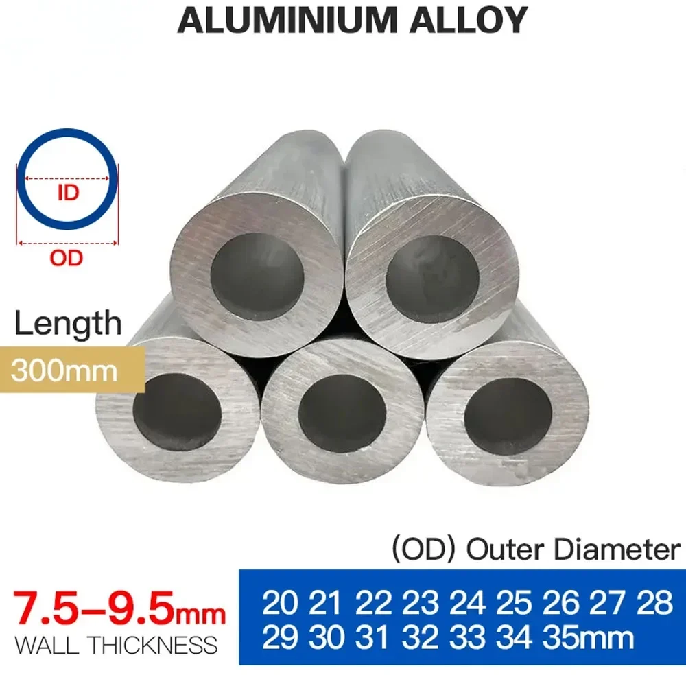 tubo murado grosso grande da liga de aluminio 6063 75 85 95 mm espessura 2035 mm diametro exterior 300 mm pcs 01