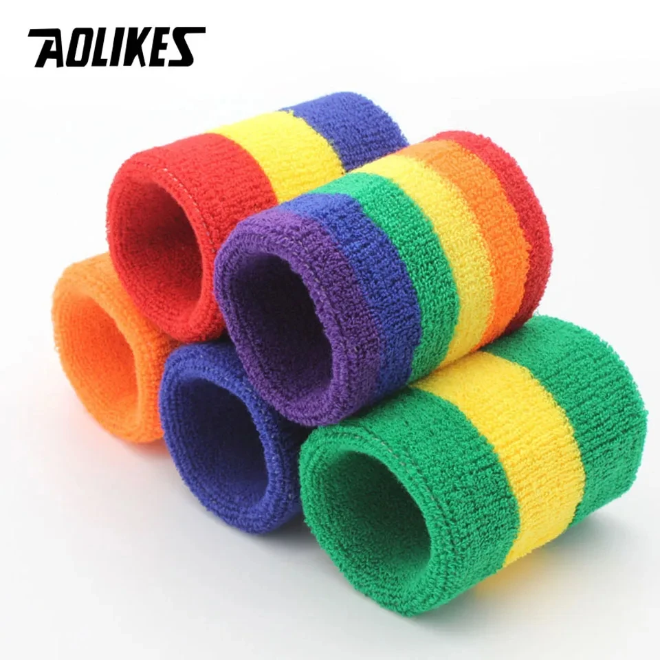 AOLIKES Wrist Sweatband Tennis Sport Wristband Volleyball Gym Elastic Wrist Brace Support Sweat Band Towel Bracelet Protector