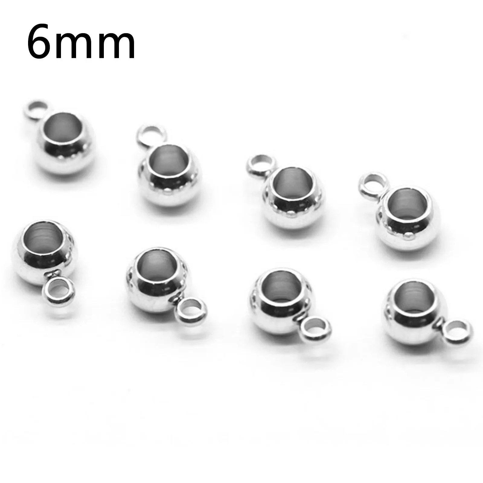 10PC/Lot 304 Stainless Steel Gold Color Connectors Bails Beads Fit Charm Bracelet Pendant For Jewelry Making Findings 5-8mm Dia.