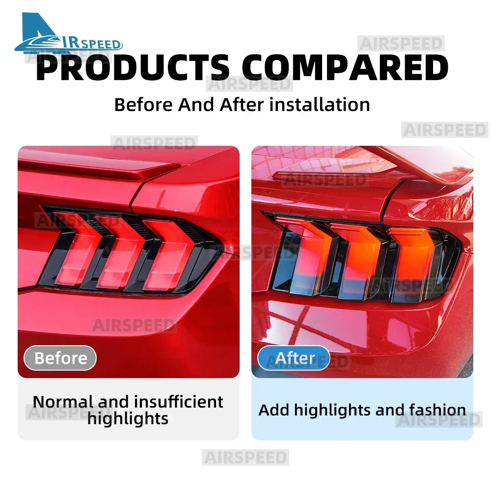 6PCS For Ford Mustang S650 Dark Horse GT Ecoboost 2024 2025 2026 2027 ABS Rear Taillight Tail Lamp Protect Cover Accessories