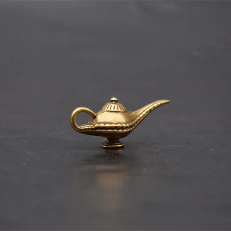 Pure solid bronze carving Aladdin magic lamp ornaments pendant ornaments antiques crafts