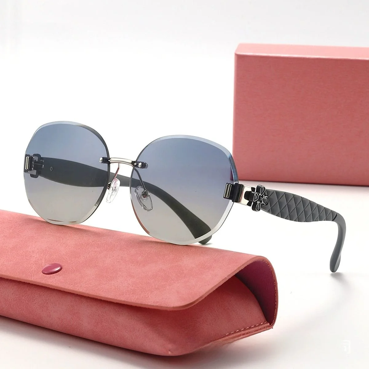 

2025 new style small flower temple frameless oval fashion sunglasses for women high-end luxury temperament(DS-2532)