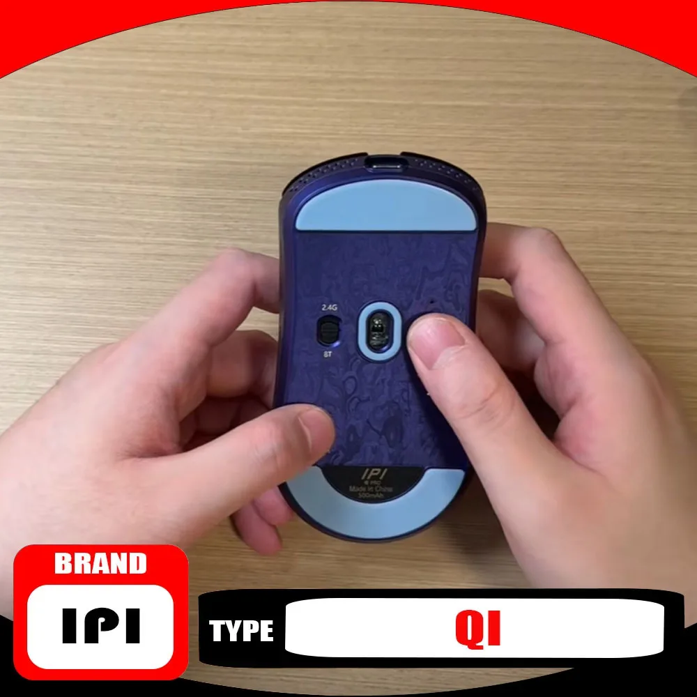 

IPI QI Wireless Mouse 8K/1K Composite Carbon Fiber Large-Hand Unique 30000 DPI Nordic 52840 PAW3950 500mAh Battery Gamer Mouse