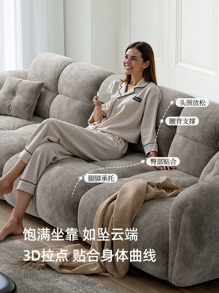 French cream wind lily sofa living room straight row sofa high sense