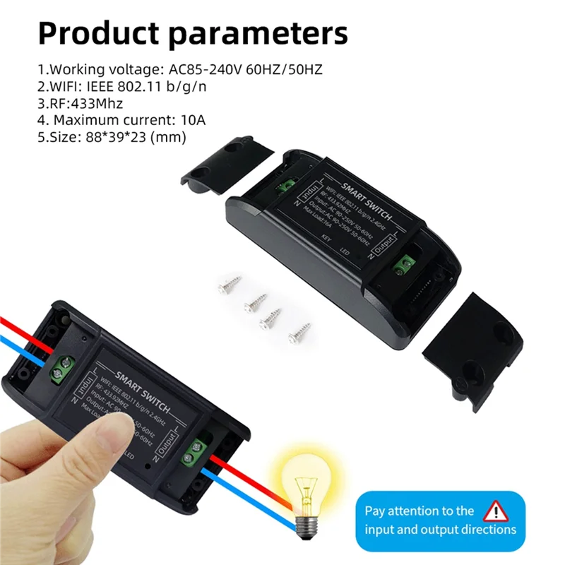 AA60-Wifi+433Mhz Switch Smart Home Automation Relay Module With 433Mhz Remote Controller Supports APP Voice Control