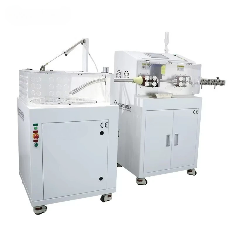 EW-05D-1+C Fully Automatic Cable Cutting and Stripping Machine With Coiler 120 - 250 mm Coil ID Cable Manufacturing Equipment