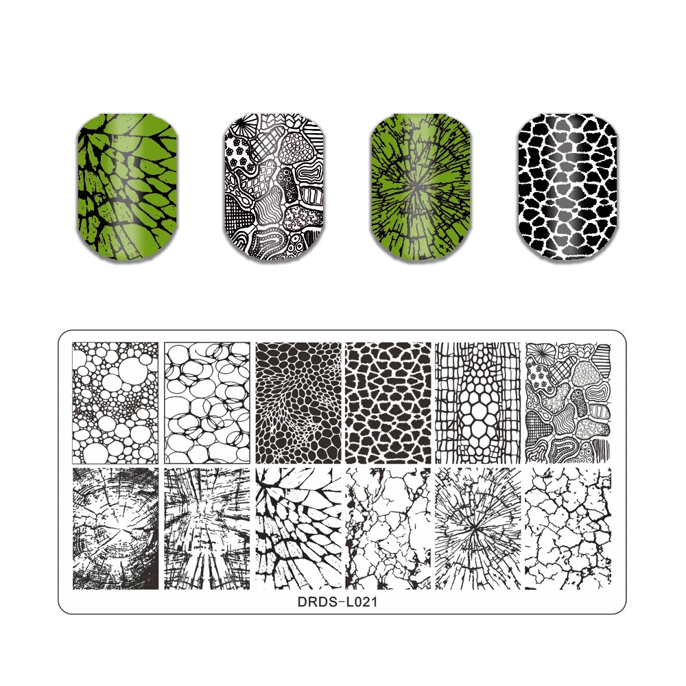 DRDS L Series Butterfly Leaf Flower Nail Stamping Plate Line Graffiti Nail Art Image Plate Ink Lace Face Nail Art Stencil Tools