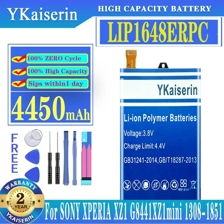 YKaiserin for Sony High Capacity LIP1648ERPC Phone Battery For Sony Xperia XZ1 XZ1mini G8441 1308-1851 4450mAh Batteria + Tools