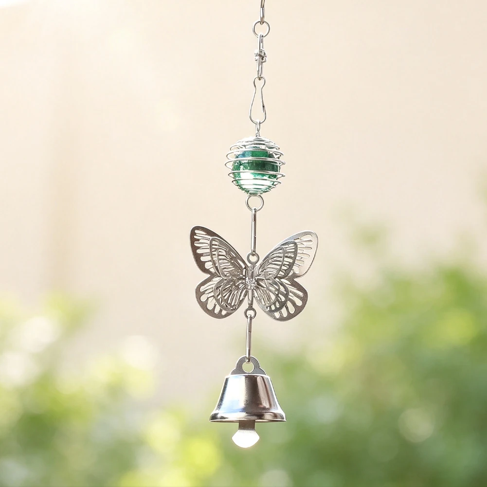2pcs Rhinestone Butterfly Wind Chimes Bead Cage Boho Garden Hanging Decor Spiritual Relax Car Pendant DIY Spinner Tail with Hook