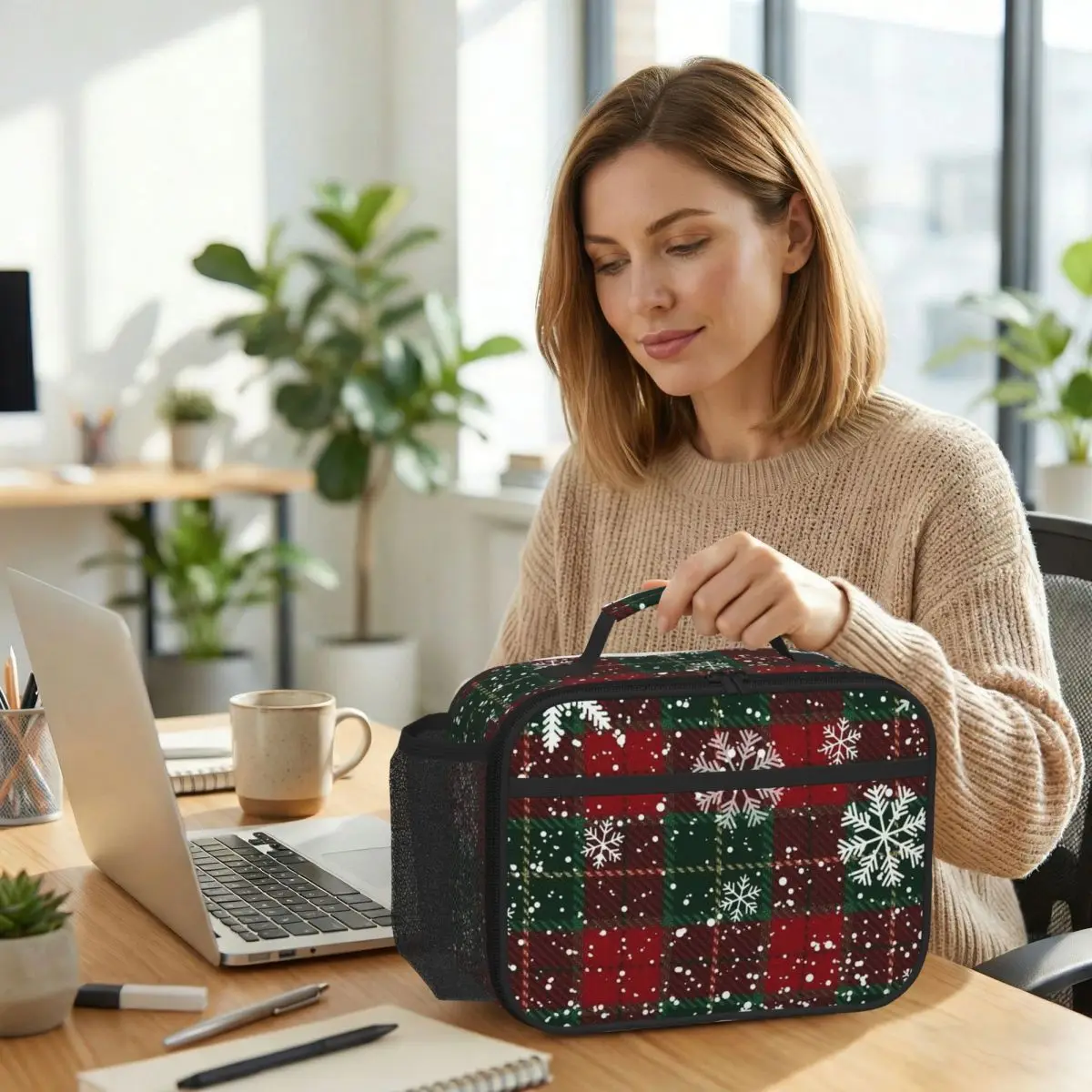 Merry Christmas & Happy Holidays! Insulated Lunch Bag for Kids School Cooler Thermal Food Box Tote Lunch Boxes Container