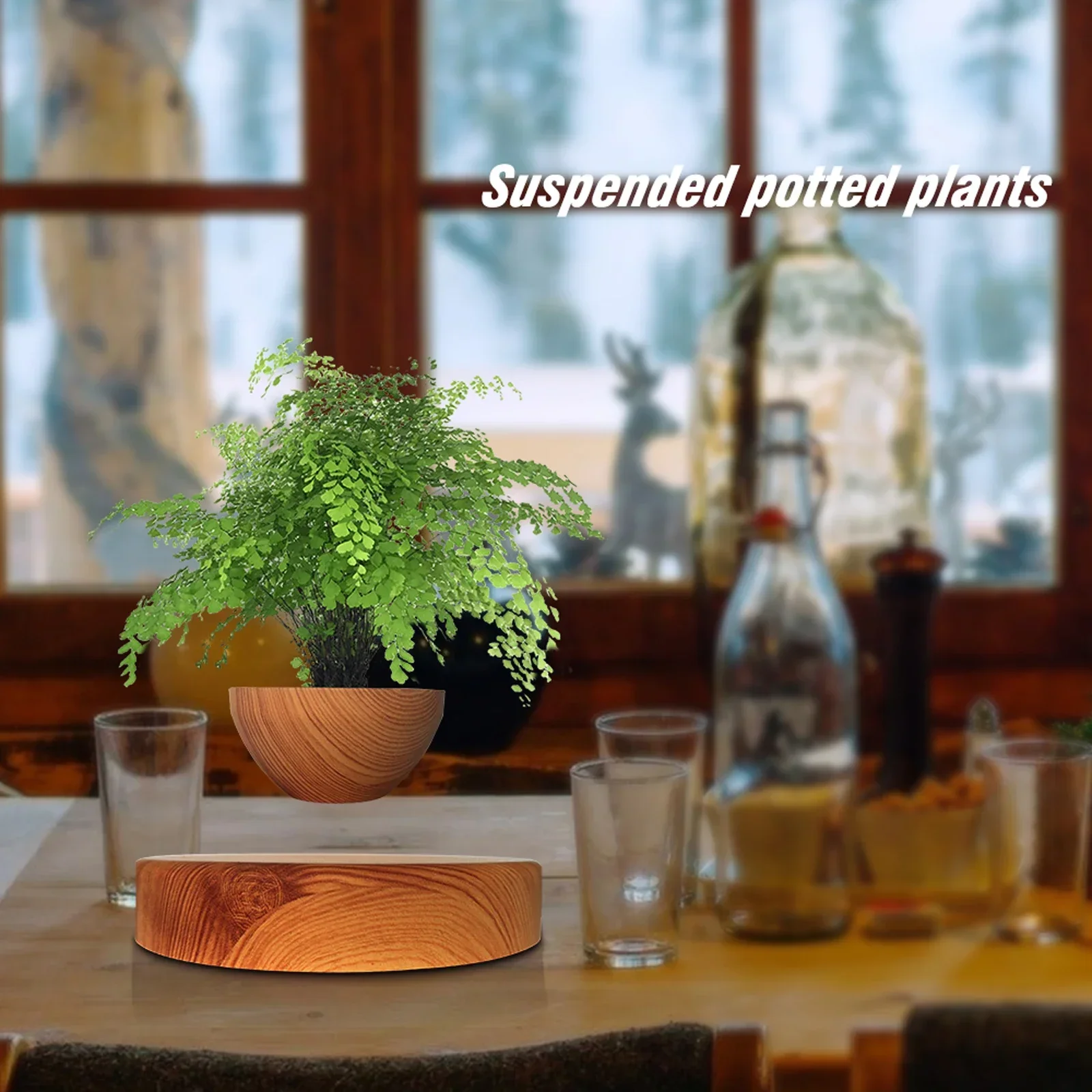 HCNT hot sell item personalized gift Levitation Wooden Bonsai Floating Flowerpot pots