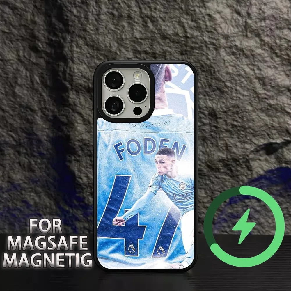 Football star Phil F-Foden Phone Case For iPhone 11 12 13 14 15 Plus Pro Max Charging Magsafe Magnetic Wireless Cover