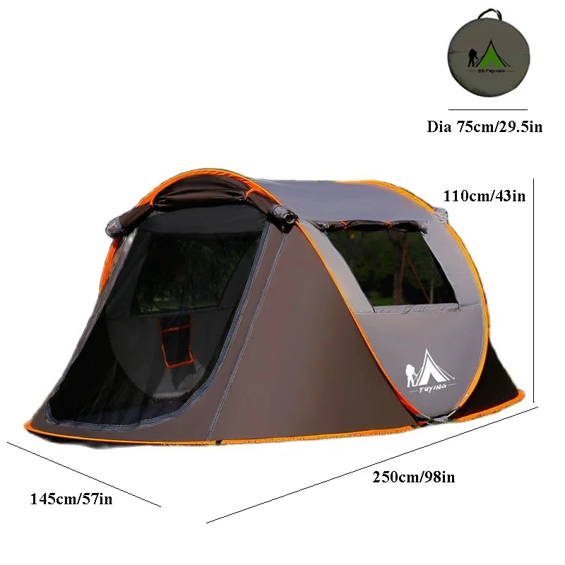 2-4Persons Pop Up Throw Tent Automatic Waterproof Large Space Family Outdoor Camping Portable Tourist Self-driving BBQ Equipment