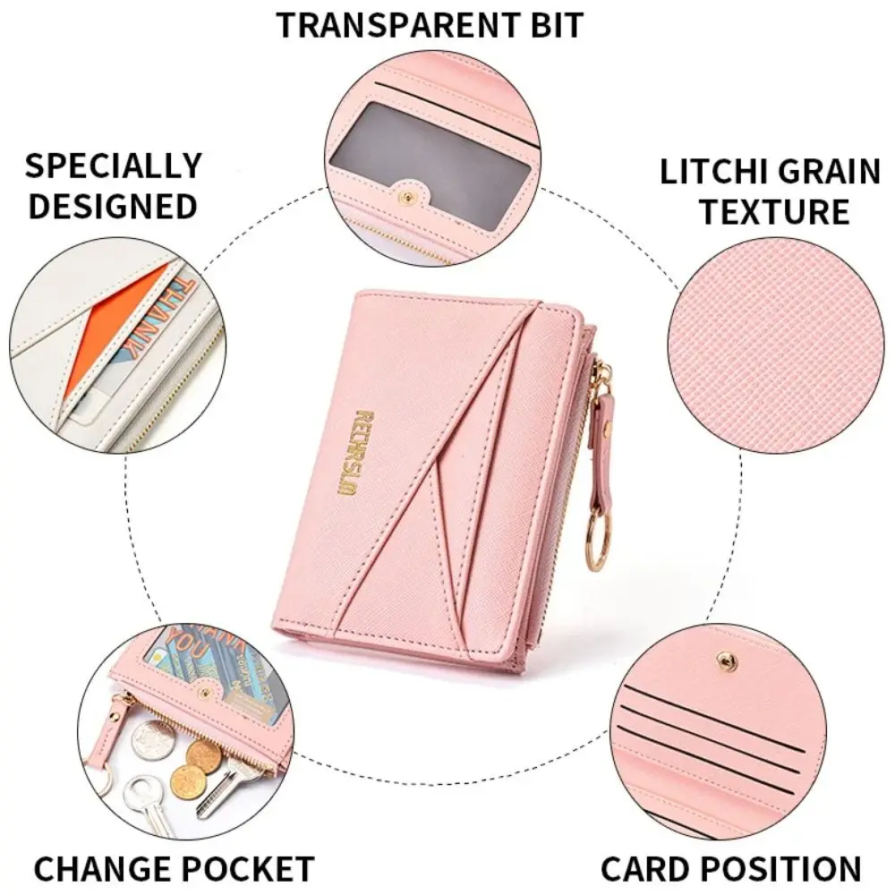 

New PU Leather PU Leather Clutch Mini Size Coin Holder Card Holder Short Buckle Mini Coin Wallet Daily Carry