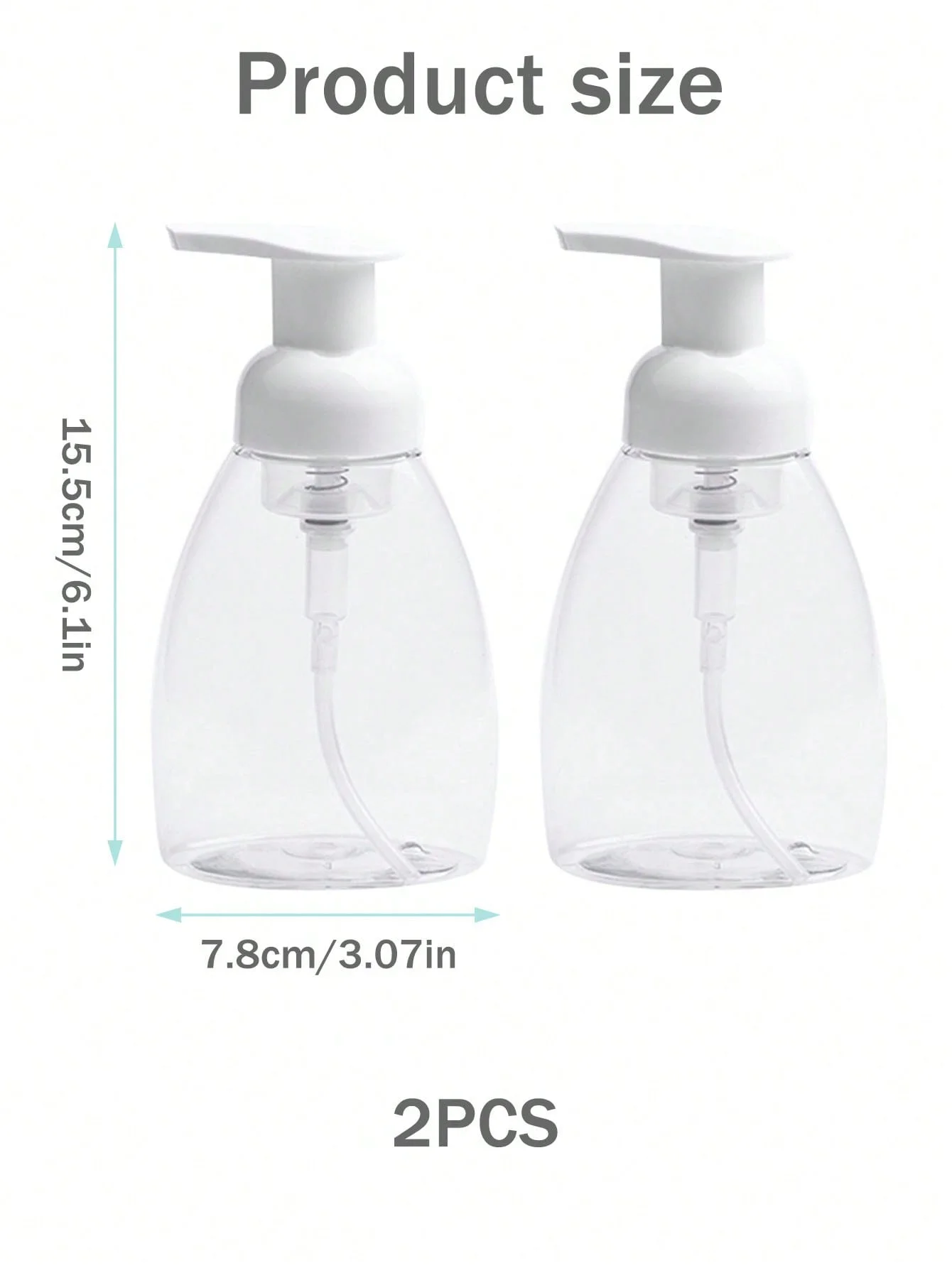 قطعتان من زجاجات مضخة توزيع الصابون الرغوي البلاستيكية الشفافة، موزع رغوة الصابون السائل القابل لإعادة الملء، للصابون السائل والشامبو والجسم #2