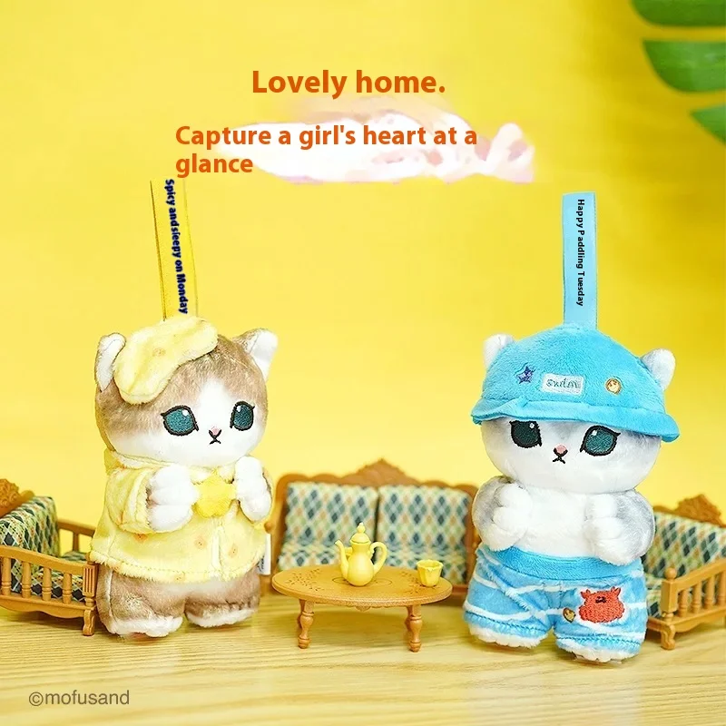 Echte Mofus and Katze Fushandi Hai Katze eine Woche Status Serie Plüsch Puppe Anhänger Schlüssel bund Tasche Rucksack Dekorationen