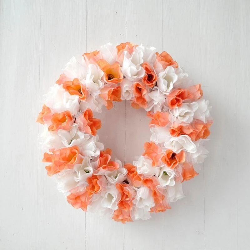 

Spring Artificial Plastic Tulle Rose Flower Wreath for Front Door Wedding Decor 15UB