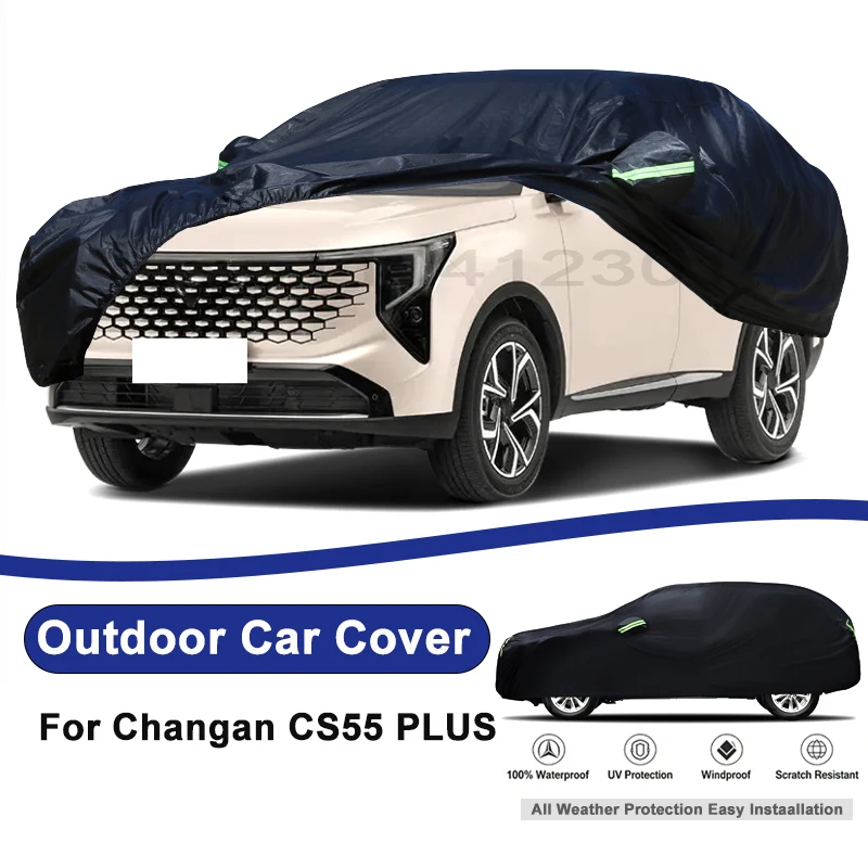

Outdoor Full Car Cover For Changan CS55 PLUS with Reflective Strips Waterproof Snowproof Dustproof UV Protection Auto Accessory