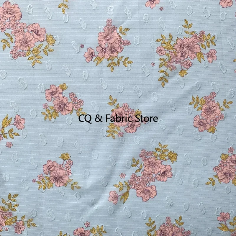 الشيفون الجاكار مخطط النسيج زهرة ورقة نمط الطباعة الرقمية النسيج DIY بها بنفسك المرأة قميص النسيج