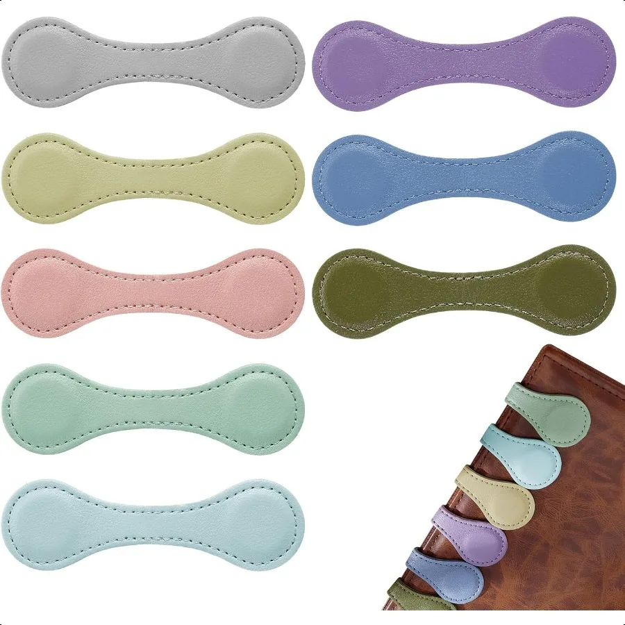 

8 Pcs Leather Magnetic BookmarksRetro Magnetic Bookmark Holder DoubleSided Magnetic Buckle for Wallet PU Leather Bookmark Gift