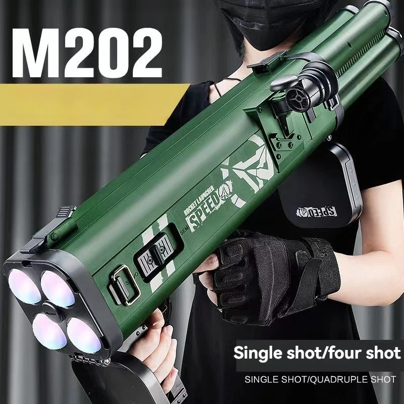 M202 Rocket Launcher Soft Bullet Toy Gun with Light Bullets RPG Mortar Launcher Manual Shooting for Boys Adults Outdoor Games