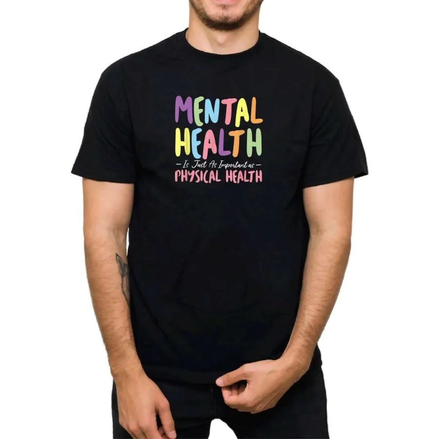 Mental Health Awareness Men's Graphic Tee Premium Soft Cotton Men's Pattern Print Cotton TShirt Casual Style Statement Piece Fo