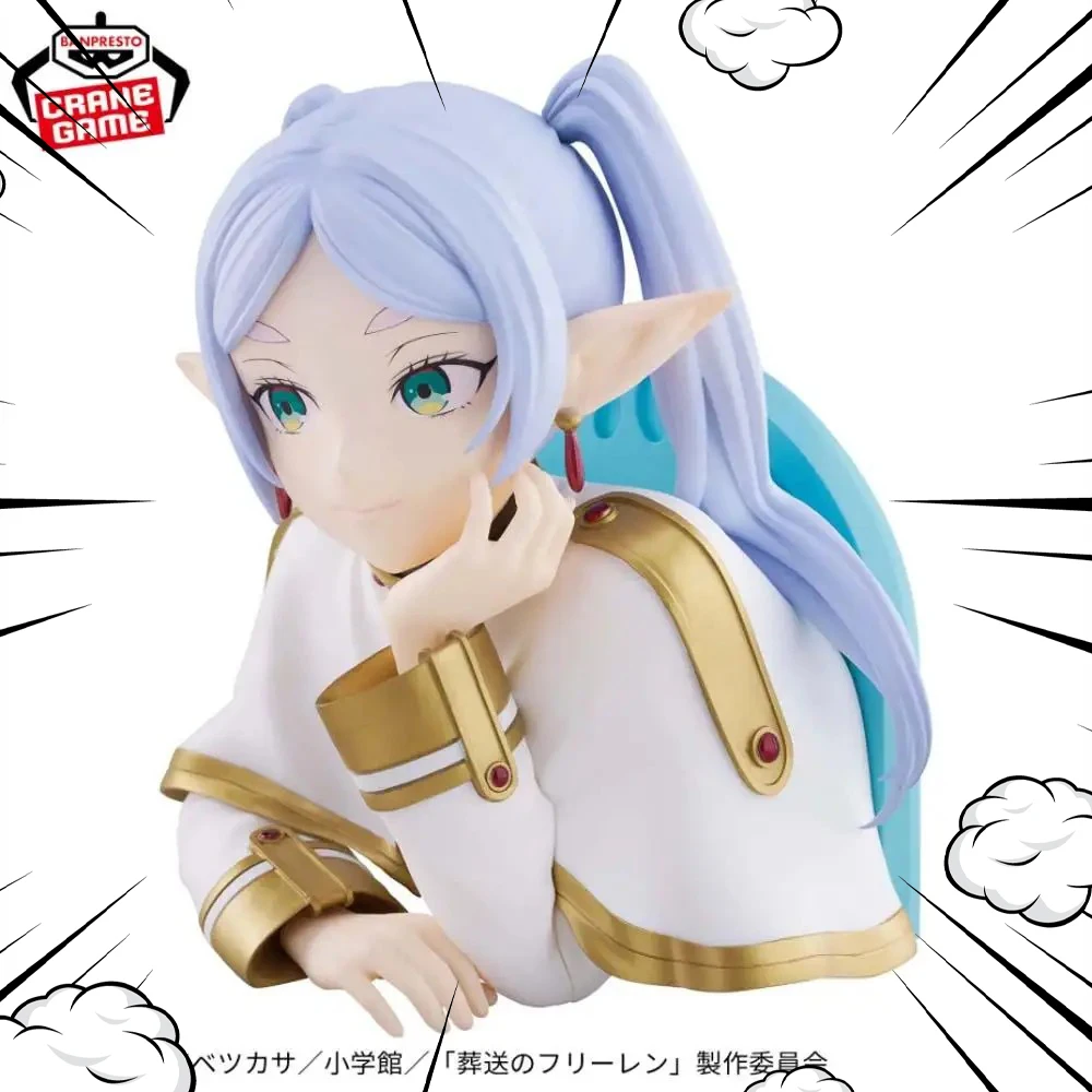 Em estoque original banpresto bochecha busto figura frieren samambaia figura anime modelo frieren: loira viagens final figura brinquedo genuíno