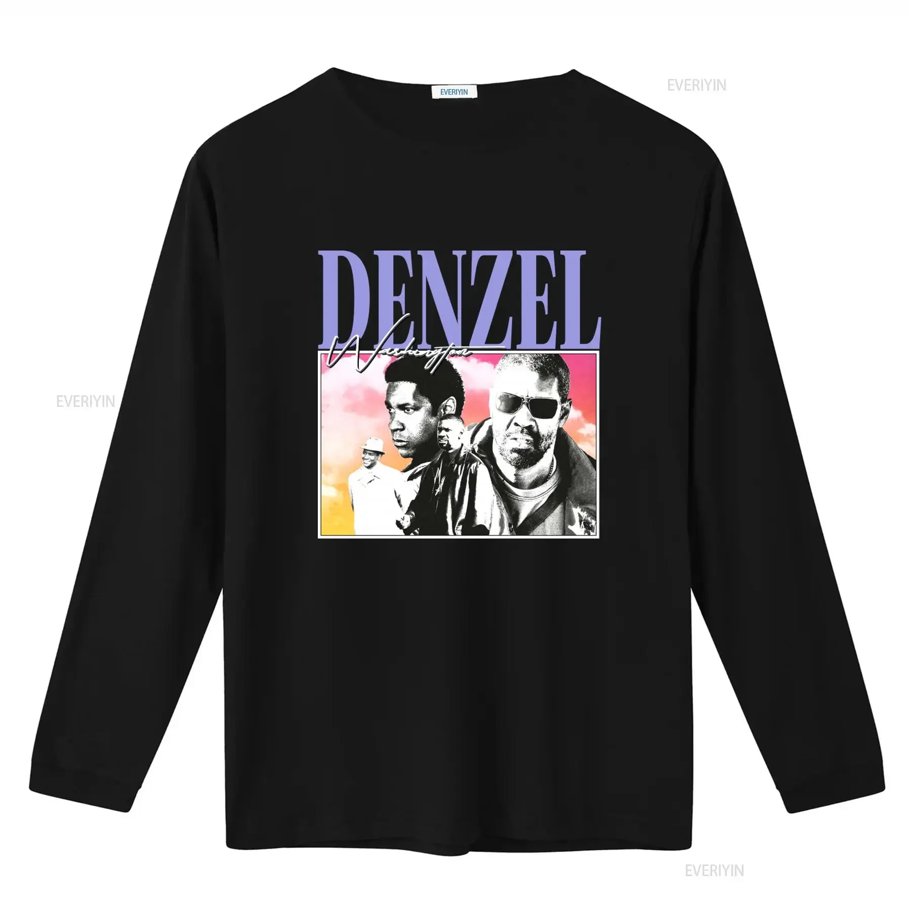 Denzel Washington Vintage Tribute T Shirt Retro 90s Style Fan Homage Short or Long Sleeves vintage Washed streetwear graphic