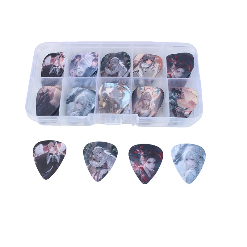 New 50pcs bass guitar paddle Acoustic guitar Picks ukulele Musical instrument Anime cartoon cute electric guitar pick with box