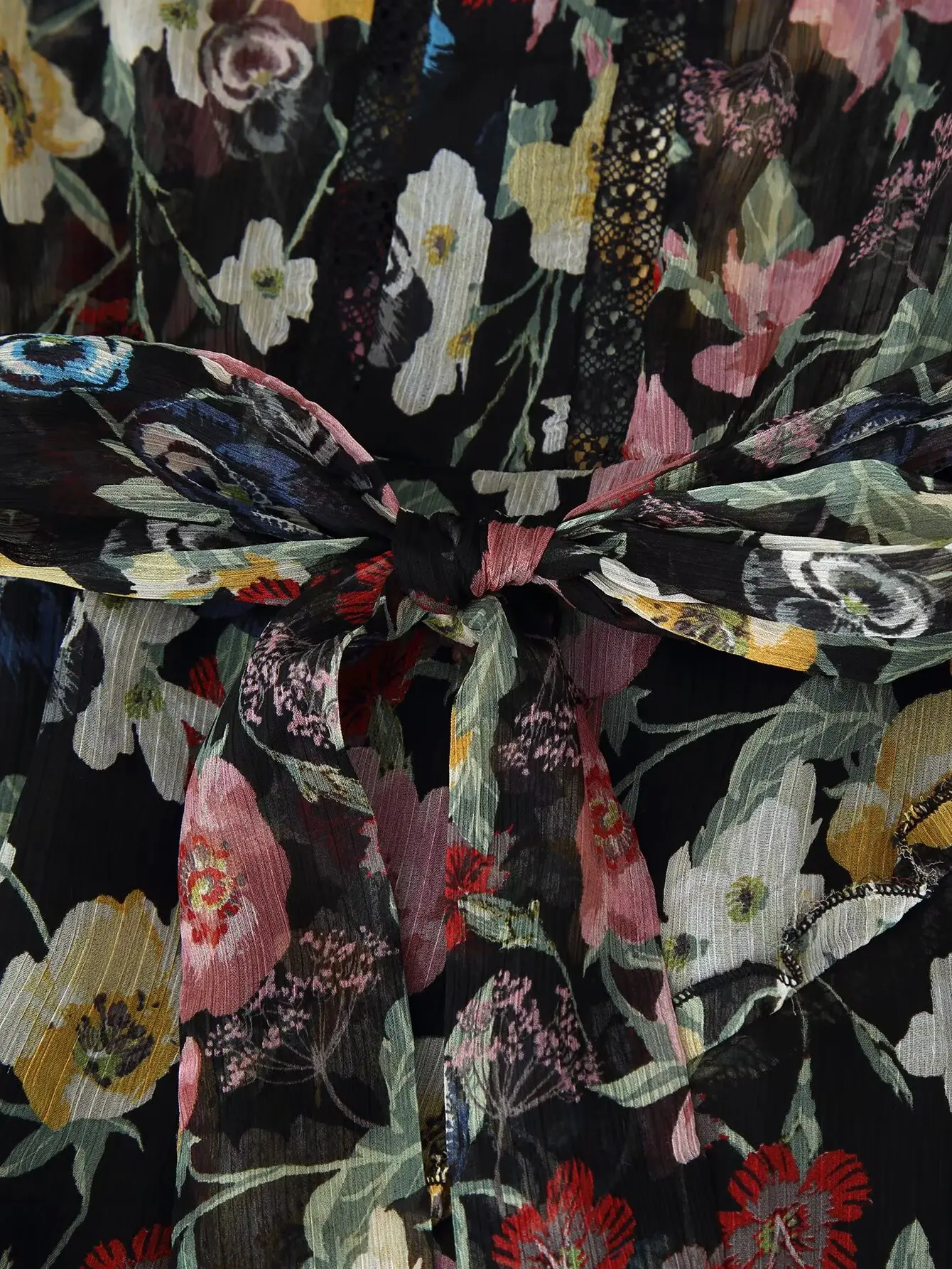 Women Colorful Floral Print Mini Dress Spring Autumn Long Sleeve Chiffon Dresses - Image 4