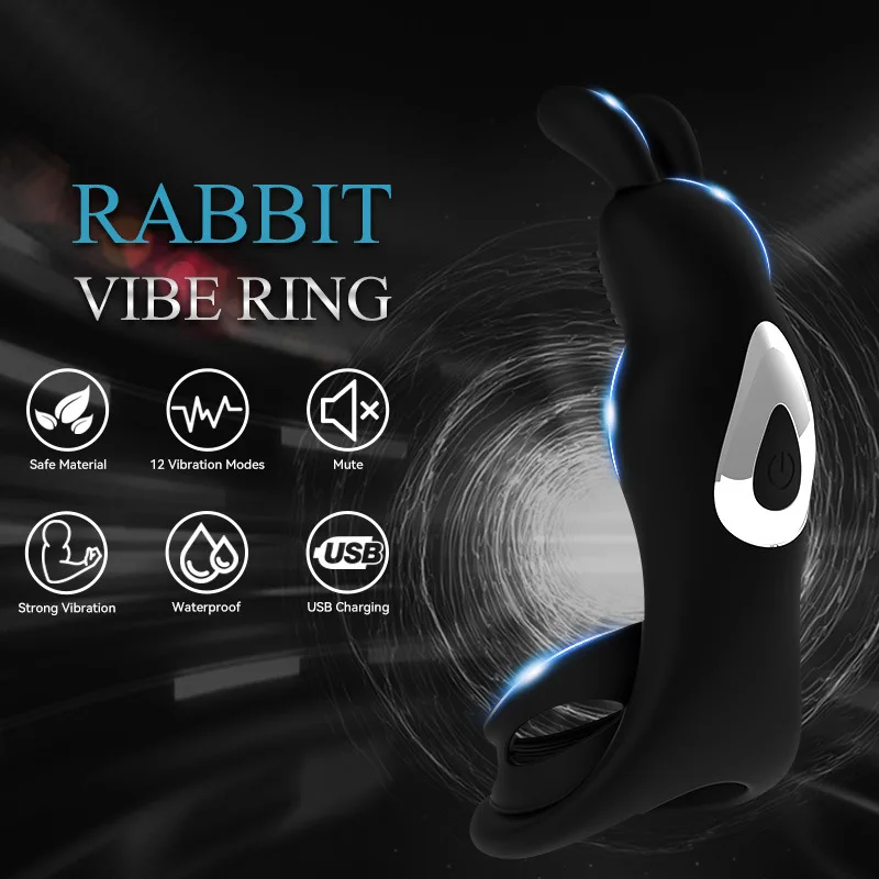 الرجال تأخير متعدد التردد تهتز حلقة سوداء سيليكون ABS التحكم عن بعد زوجين الرنين قفل حلقة لعبة الجنس الكبار