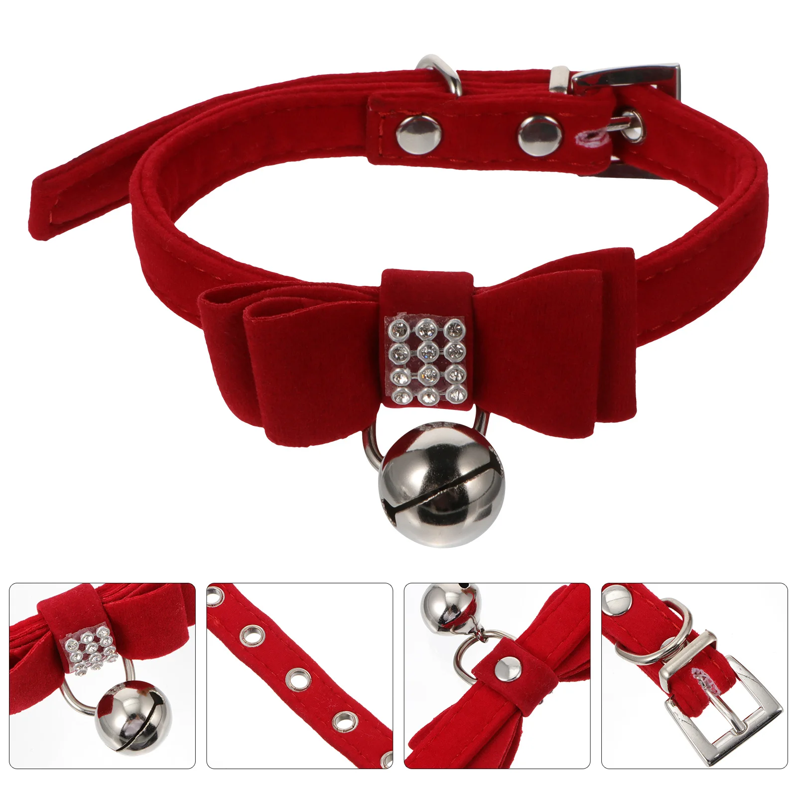 

Pet Collar Rhinestone Cat Puppy Kitten Toy Bow Bell Flower Pattern Necklace Stylish Dog Accessories Christmas Party Birthday