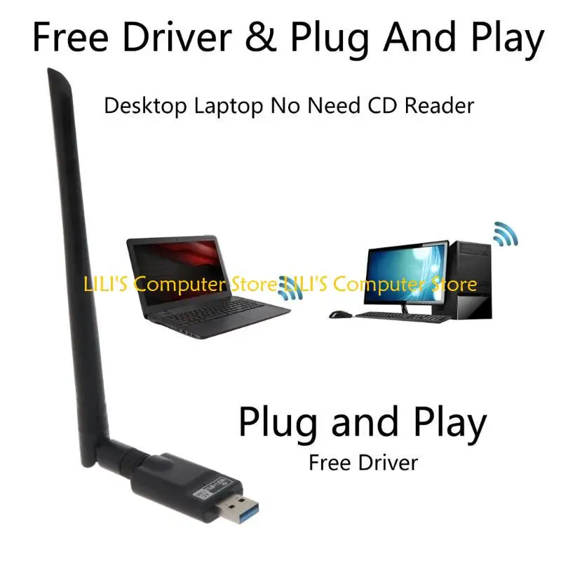 A52B WiFi Adapter 2.4/5GHz AC1300 USB Wireless Card for PC LAN LAN ADAPTER