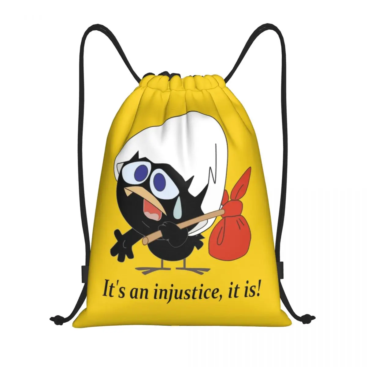 

Calimero комический рюкзак на шнурке, спортивная спортивная сумка для женщин и мужчин, милый черный куриный рюкзак для покупок с героями мультфильмов