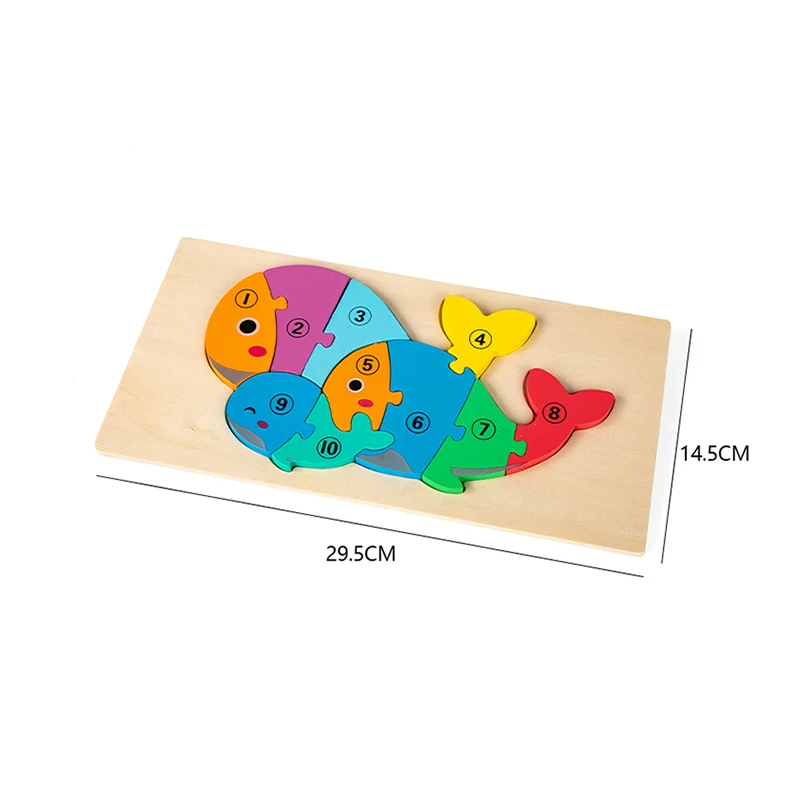 Wooden Educational Animal Jigsaw Puzzle Game Wooden Numbered Animal Parent-Child Puzzle Educational Animal Puzzle Baby Game Toys