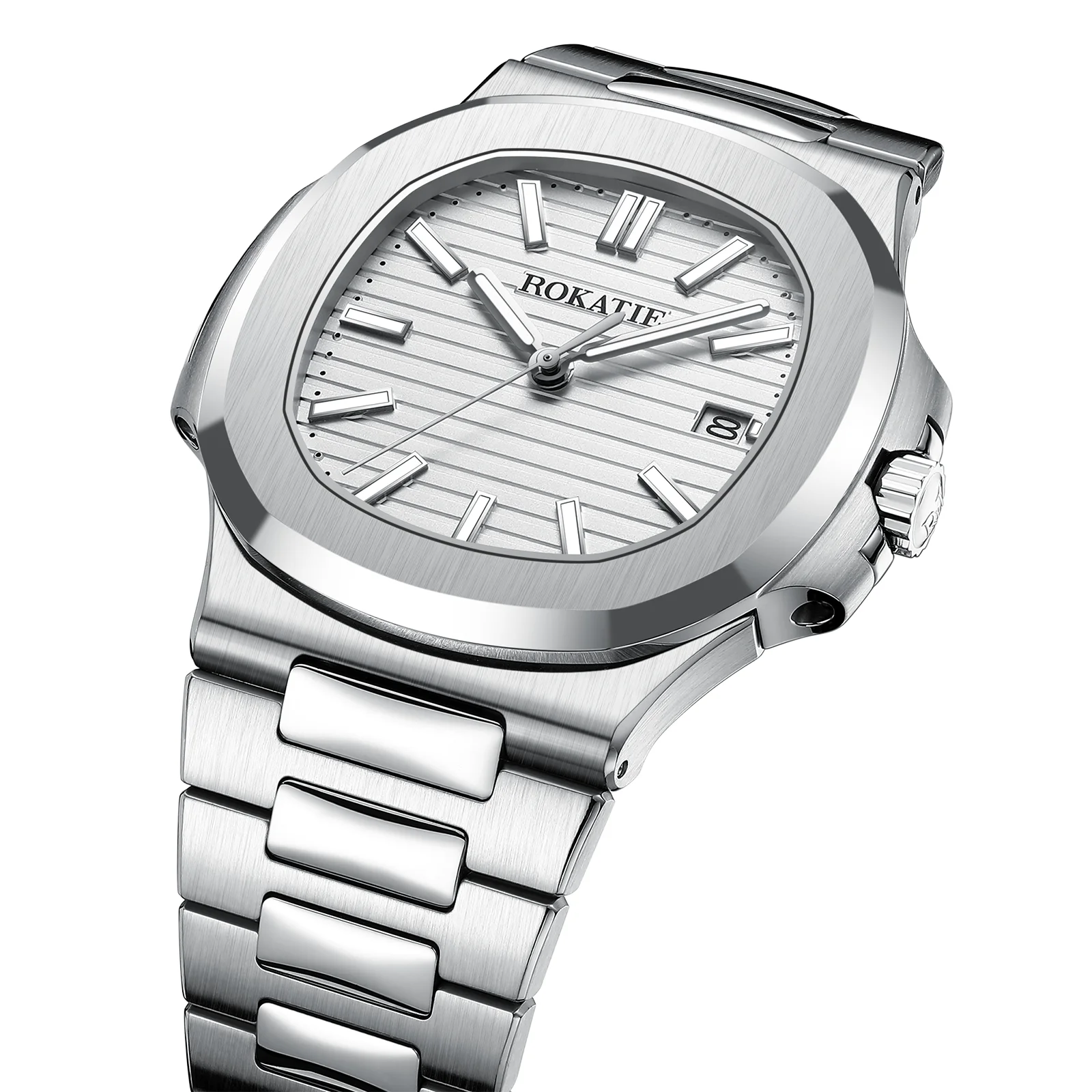 ROKATIE Mechanical Watches Luminous Needle Stainless Steel 316L 9015 Movement Automatic Watch 5ATM Waterproof Automatic Watch