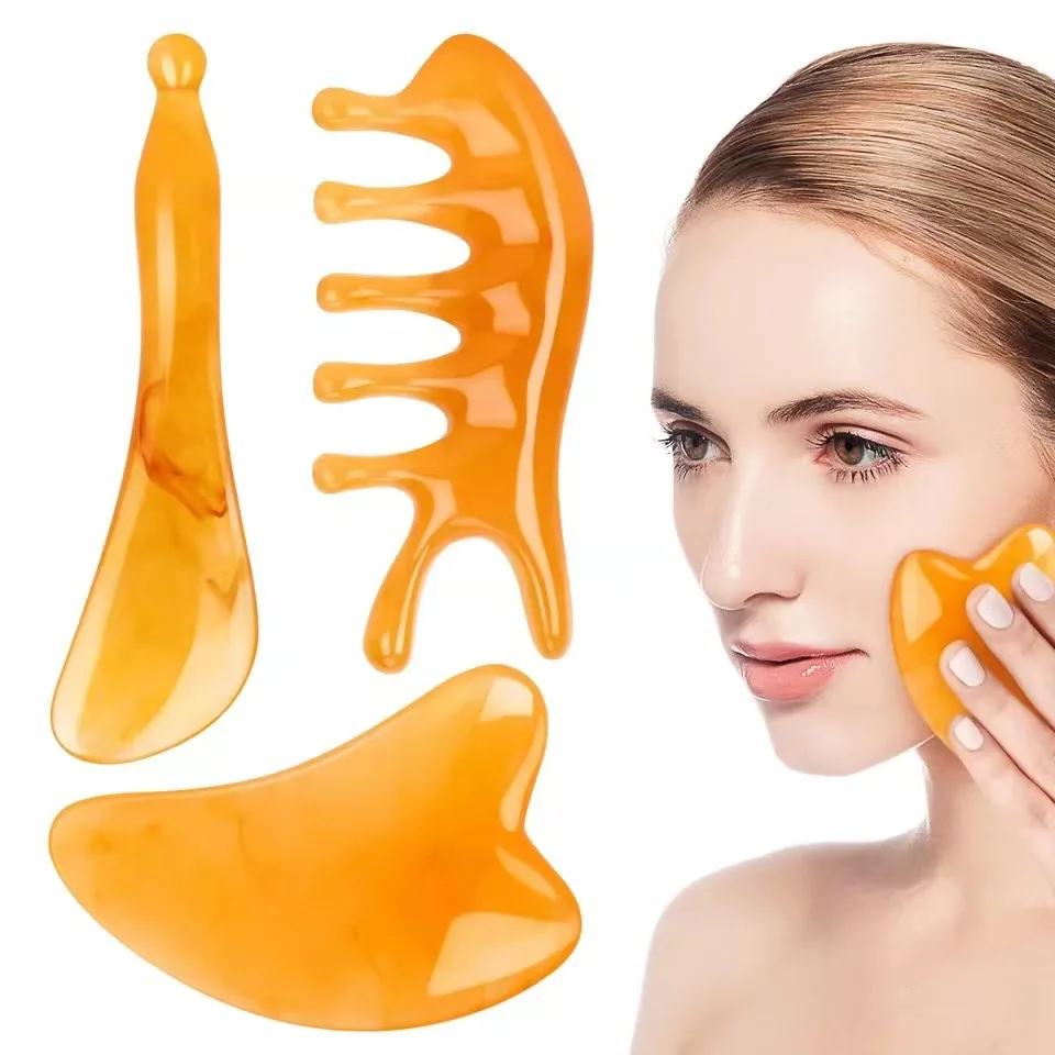 Imitation Ox Horn Scraping Board, Muscle-Pricking Stick, Facial Resin Beauty Stick, Triangular Heart-Shaped Scraping Sheet