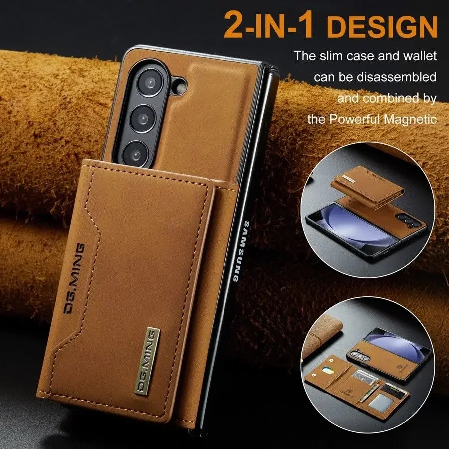 

Deluxe Card Bag Leather case for 3 4 detachable back cover Samsung Galaxy Z folding 5 detachable split vintage wallet